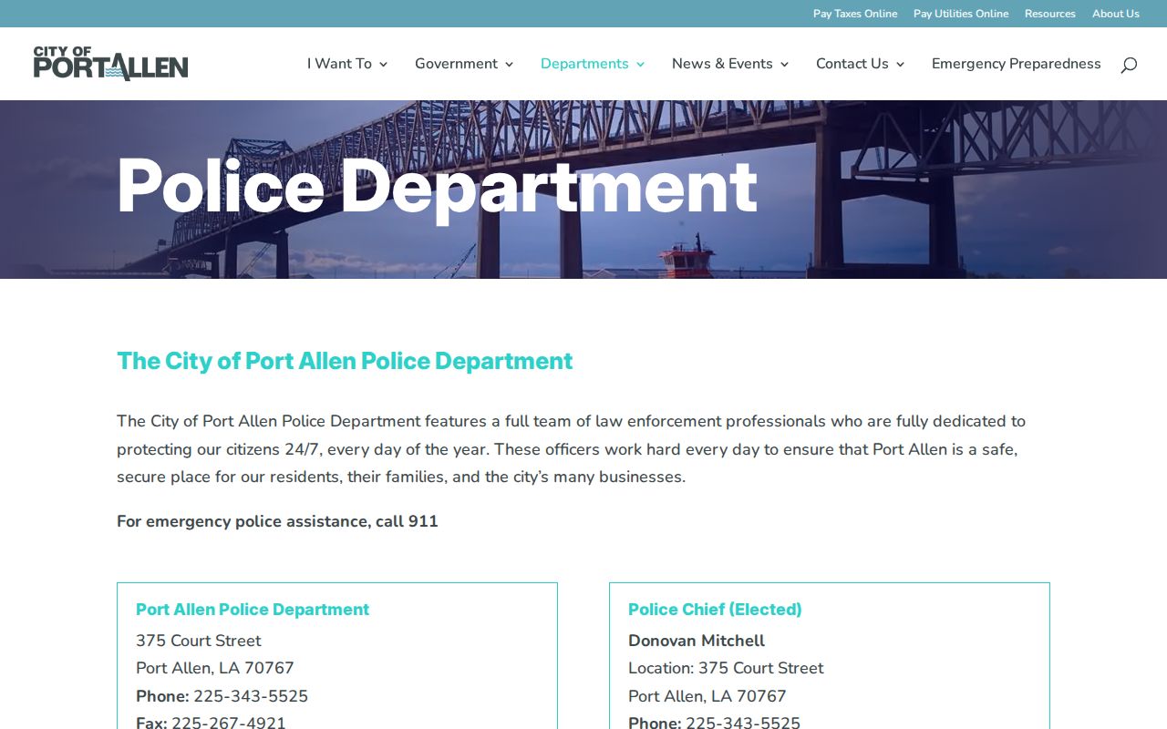 Official Port Allen Police Department contact page